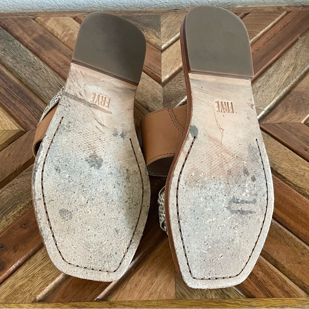 Frye Felix Band Slide Leather Camel Multi Color S… - image 5